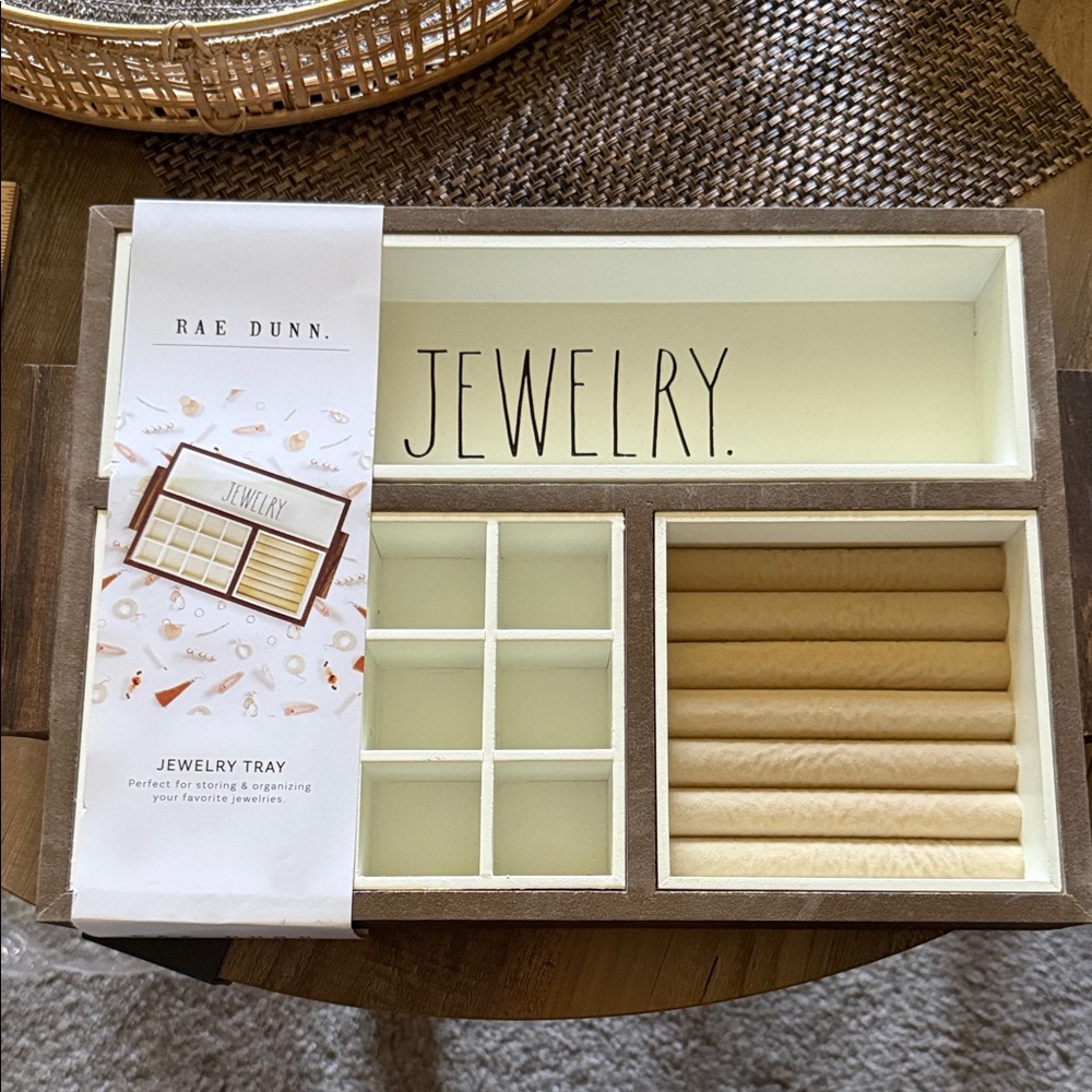 Rae Dunn Jewelry Tray with Cream and Brown Accents